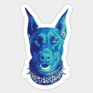 Doberman Cool Blue Tritone Sticker